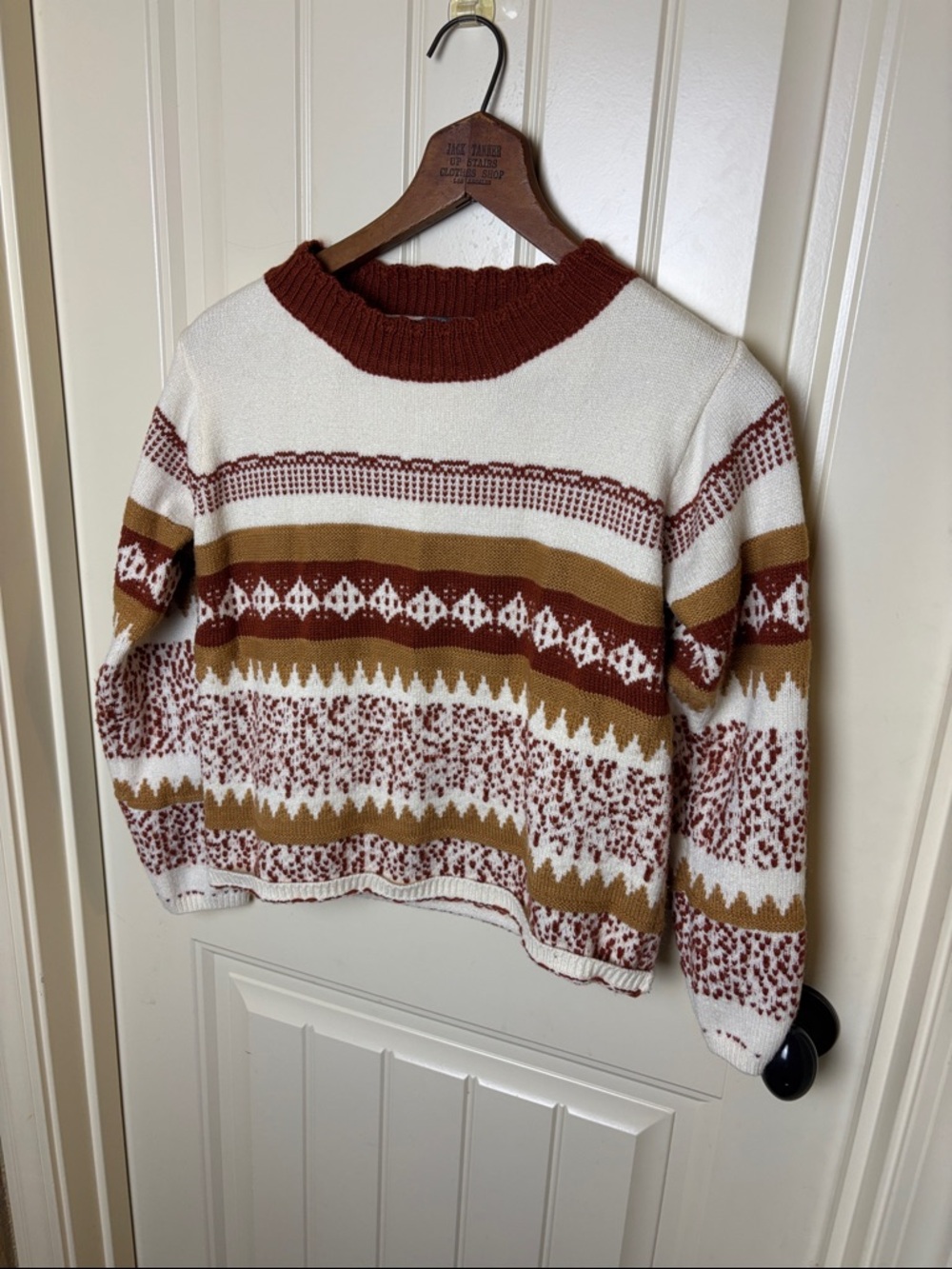 EARTHBOUND Cream, Rust & Mustard Patterned Crew Sweater